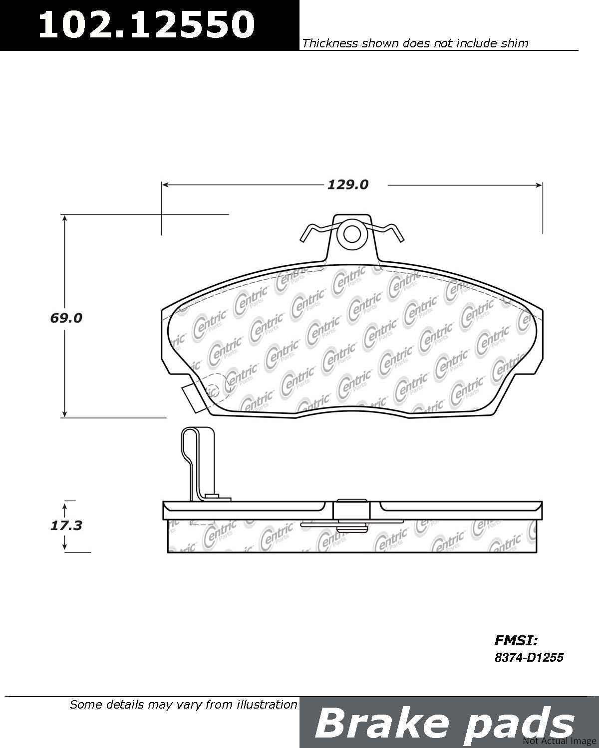 Stoptech Centric 99-02 Land Rover Freelander C-TEK Semi-Metallic Front Brake Pads w/Shims 102.12550