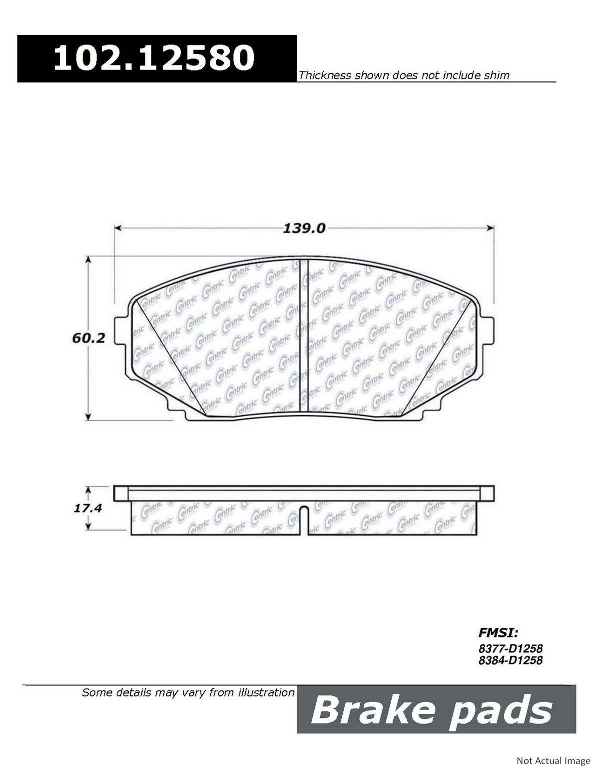 C-Tek Semi-Metallic Brake Pads with Shims  top view frsport 102.12580