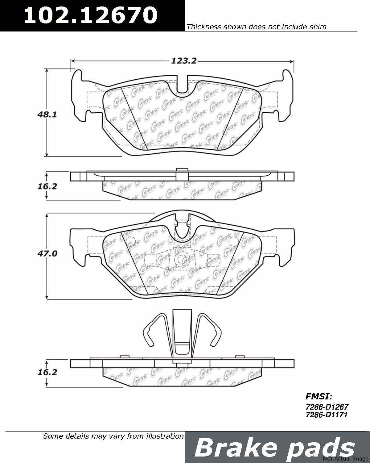 C-Tek Semi-Metallic Brake Pads with Shims  top view frsport 102.12670