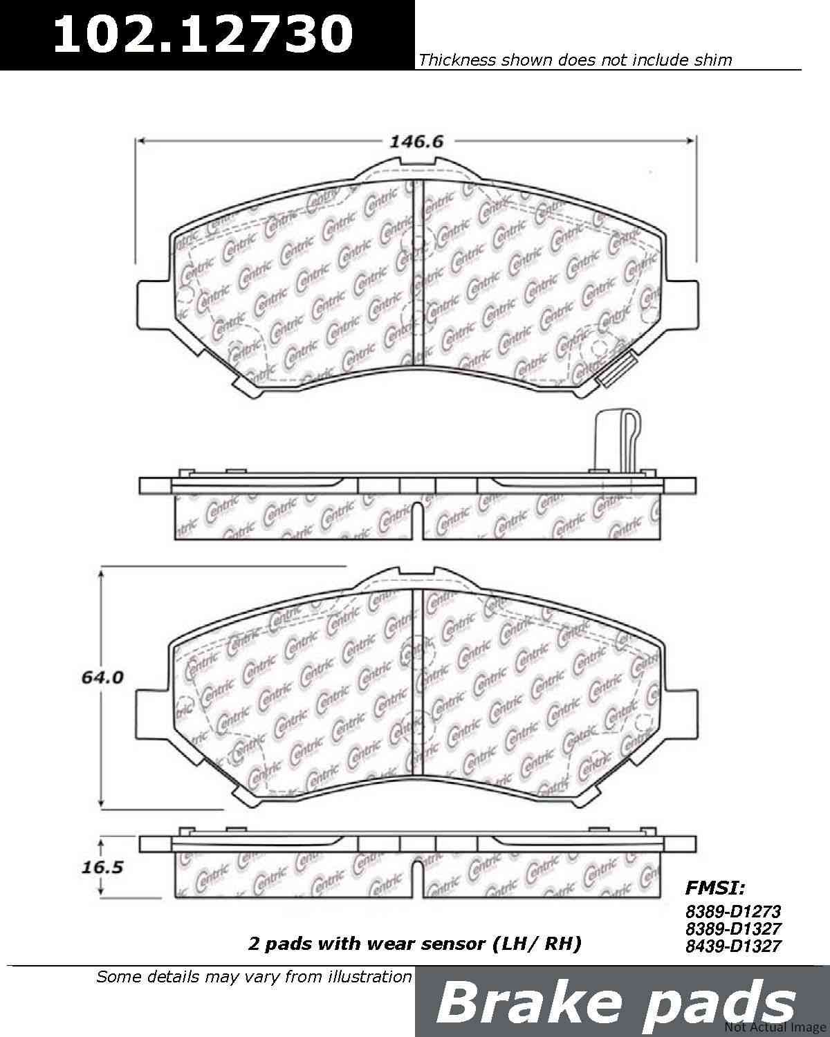 C-Tek Semi-Metallic Brake Pads with Shims  top view frsport 102.12730