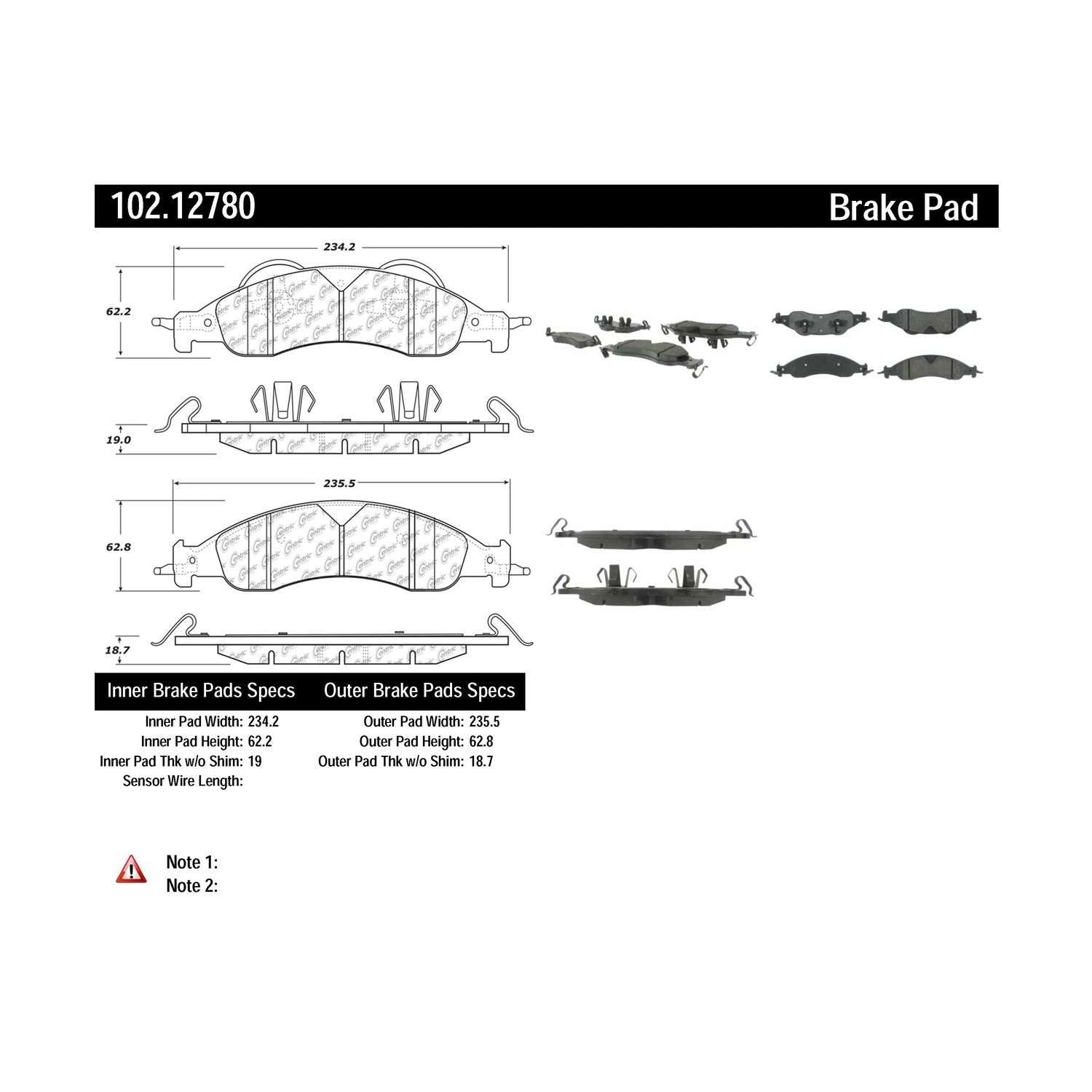 c-tek semi-metallic brake pads with shims  frsport 102.12780