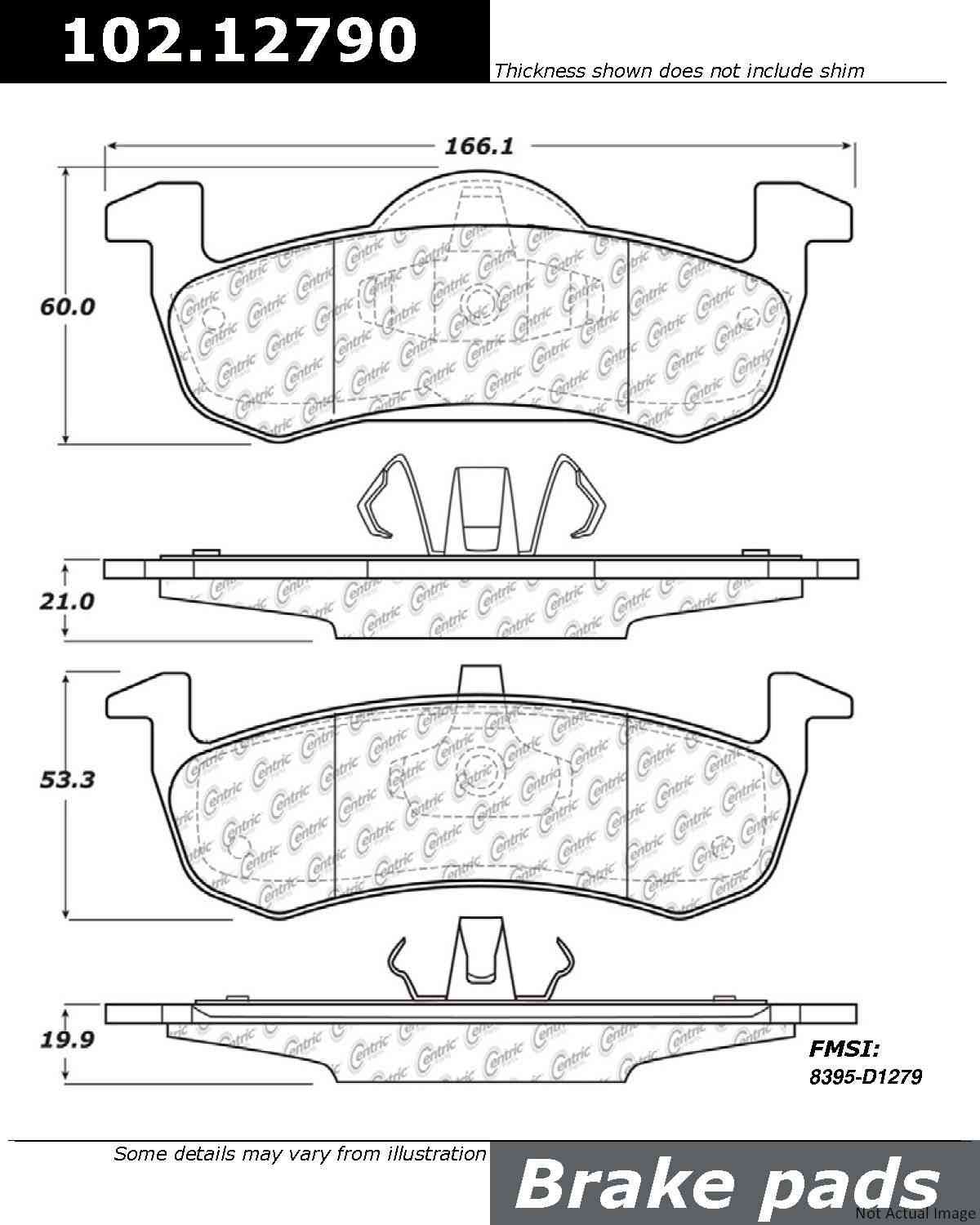 C-Tek Semi-Metallic Brake Pads with Shims  top view frsport 102.12790