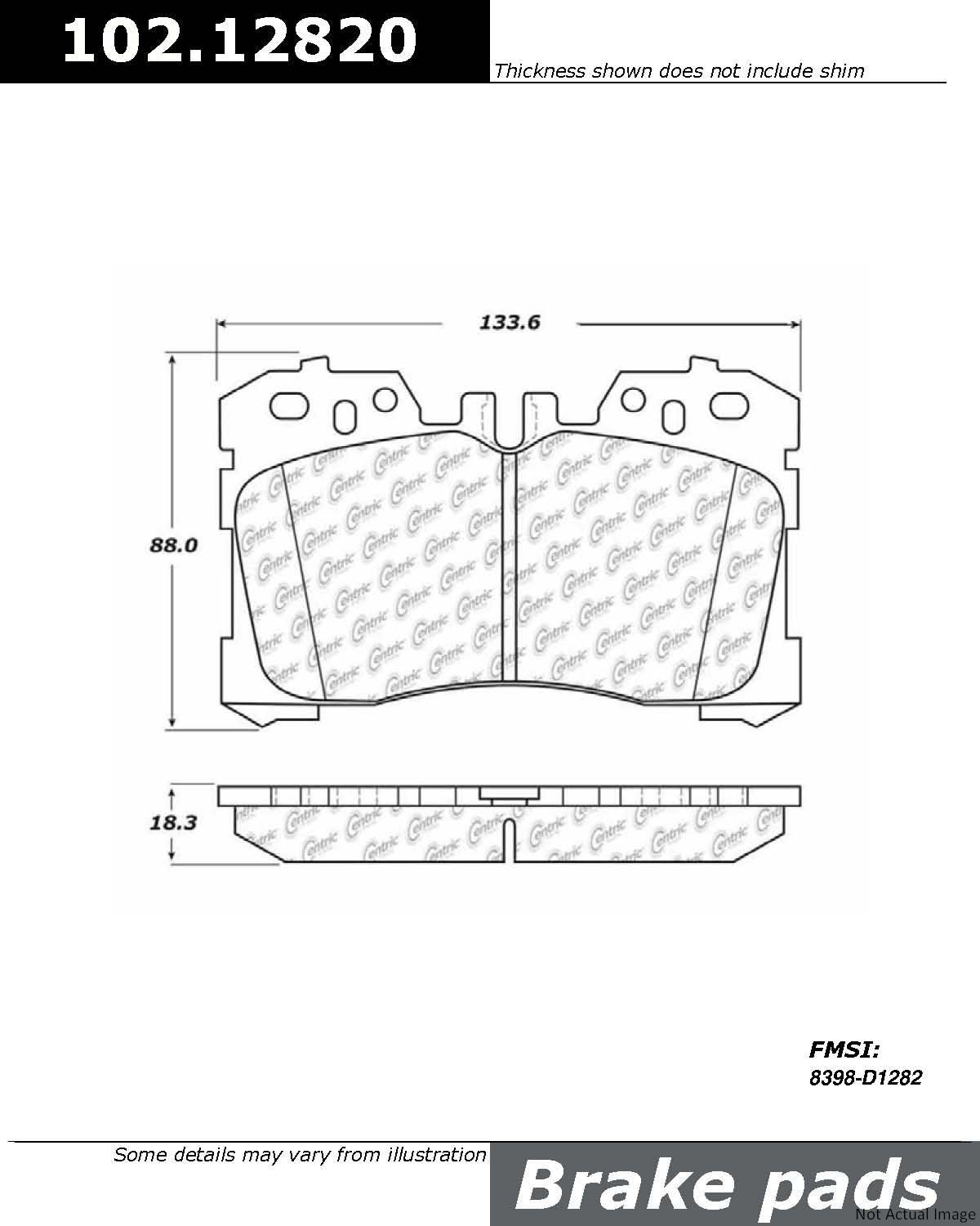 C-Tek Semi-Metallic Brake Pads with Shims  top view frsport 102.12820