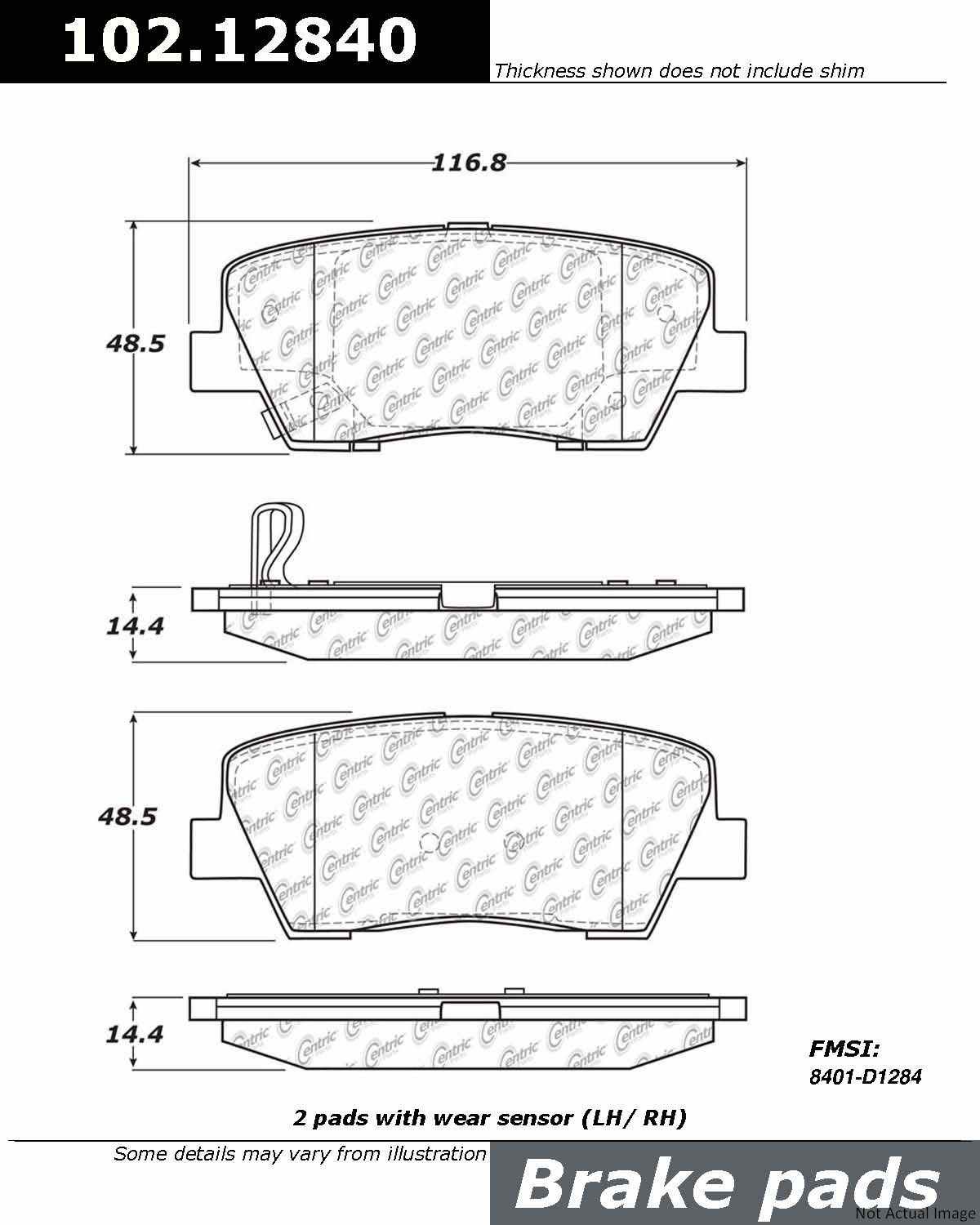 Stoptech Centric C-TEK Semi-Metallic Brake Pads w/Shims - Rear 102.12840