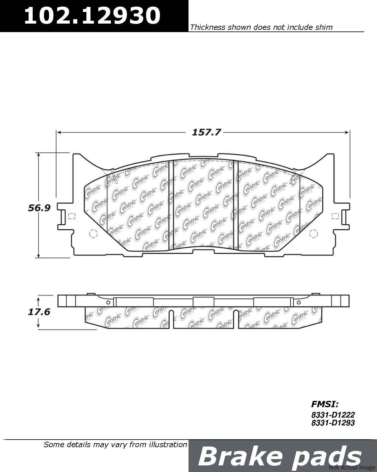 C-Tek Semi-Metallic Brake Pads with Shims  top view frsport 102.12930