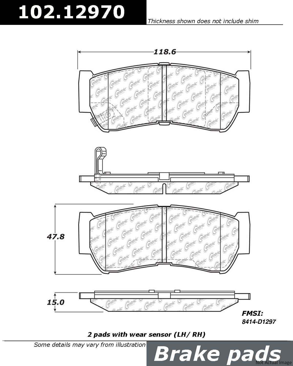 Stoptech Centric C-TEK Semi-Metallic Brake Pads w/Shims - Rear 102.12970