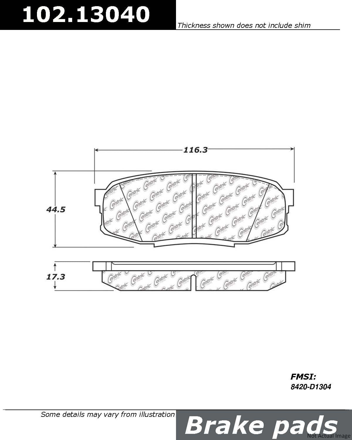 C-Tek Semi-Metallic Brake Pads with Shims  top view frsport 102.13040