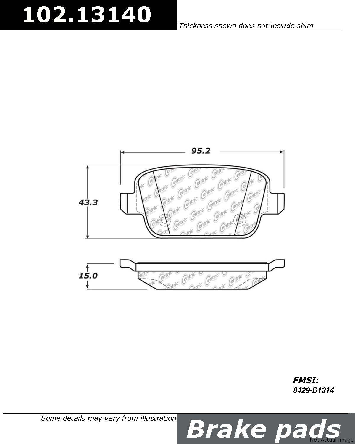 C-Tek Semi-Metallic Brake Pads with Shims  top view frsport 102.13140