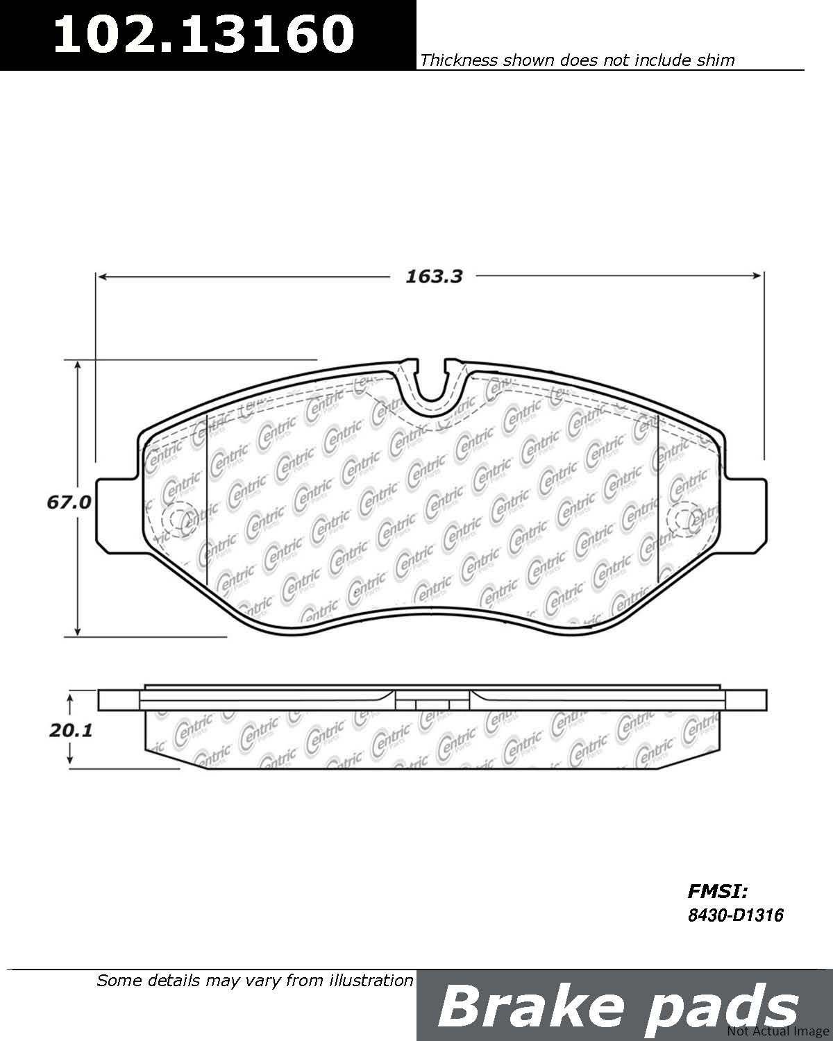 C-Tek Semi-Metallic Brake Pads with Shims  top view frsport 102.13160