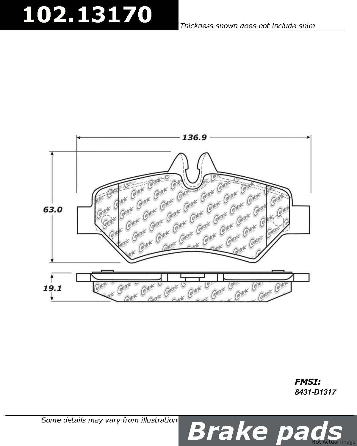 C-Tek Semi-Metallic Brake Pads with Shims  top view frsport 102.13170