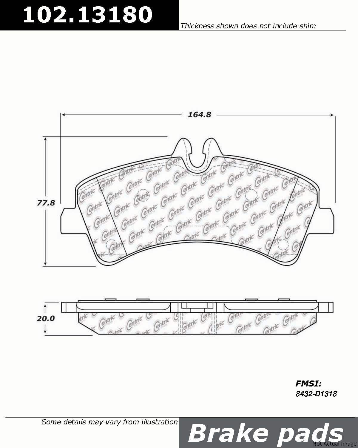 C-Tek Semi-Metallic Brake Pads with Shims  top view frsport 102.13180