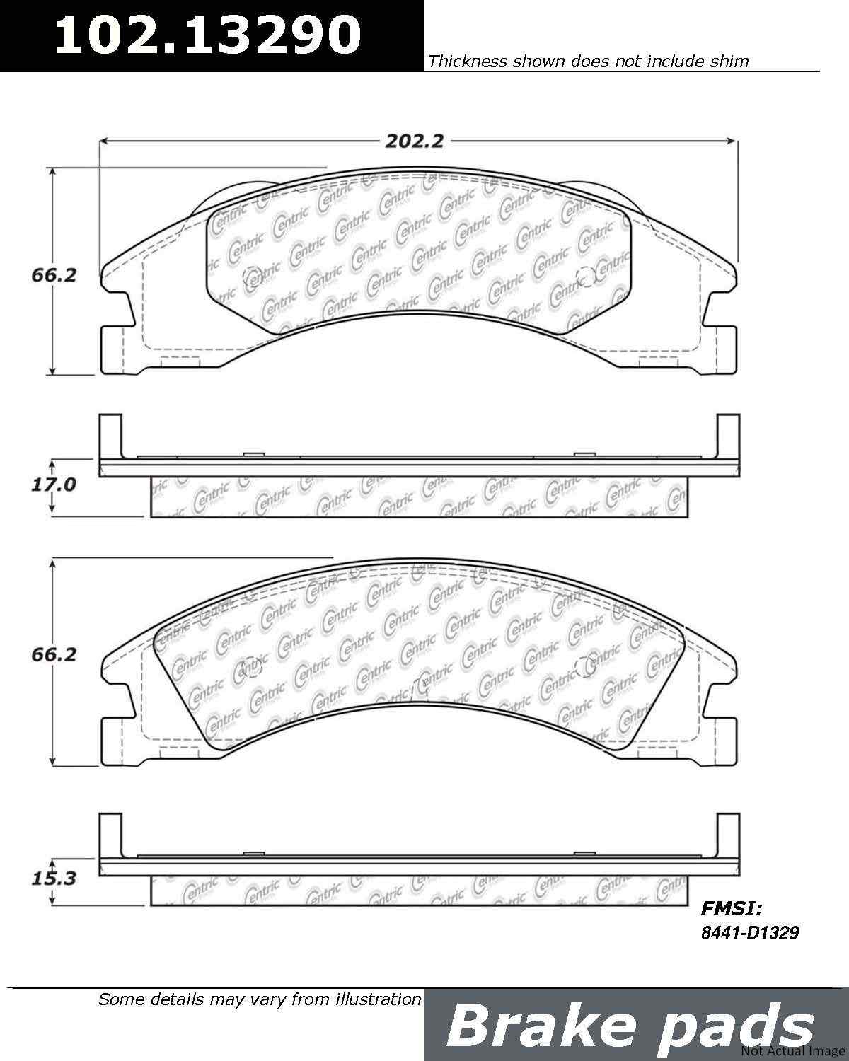 C-Tek Semi-Metallic Brake Pads with Shims  top view frsport 102.13290