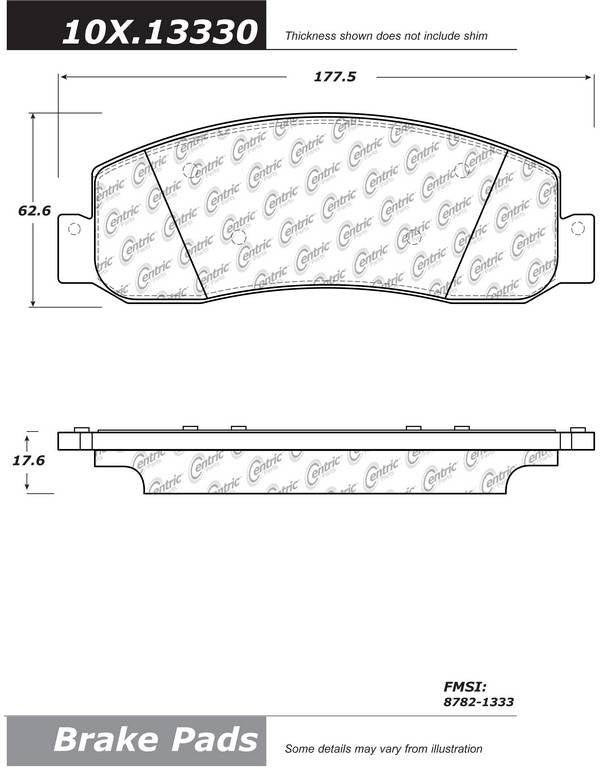 C-Tek Semi-Metallic Brake Pads with Shims  top view frsport 102.13330