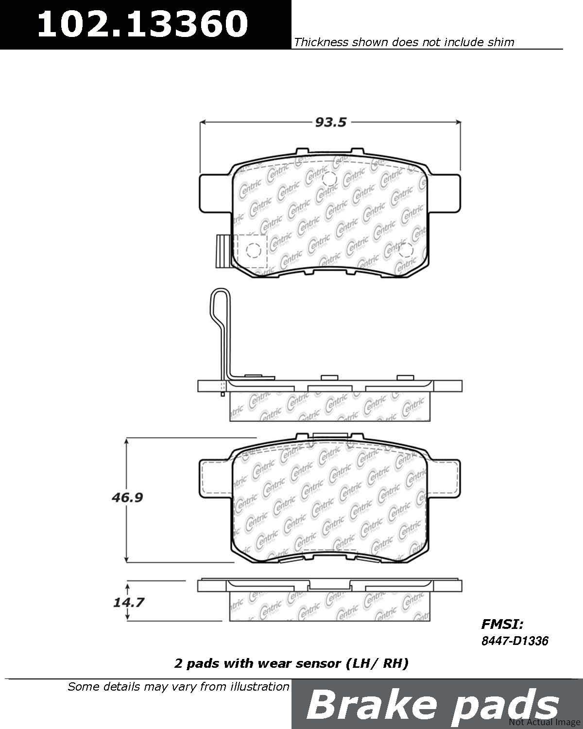 C-Tek Semi-Metallic Brake Pads with Shims  top view frsport 102.13360