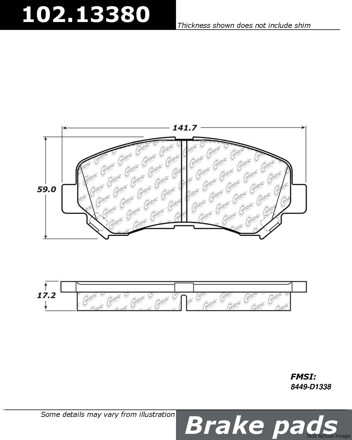 C-Tek Semi-Metallic Brake Pads with Shims  top view frsport 102.13380