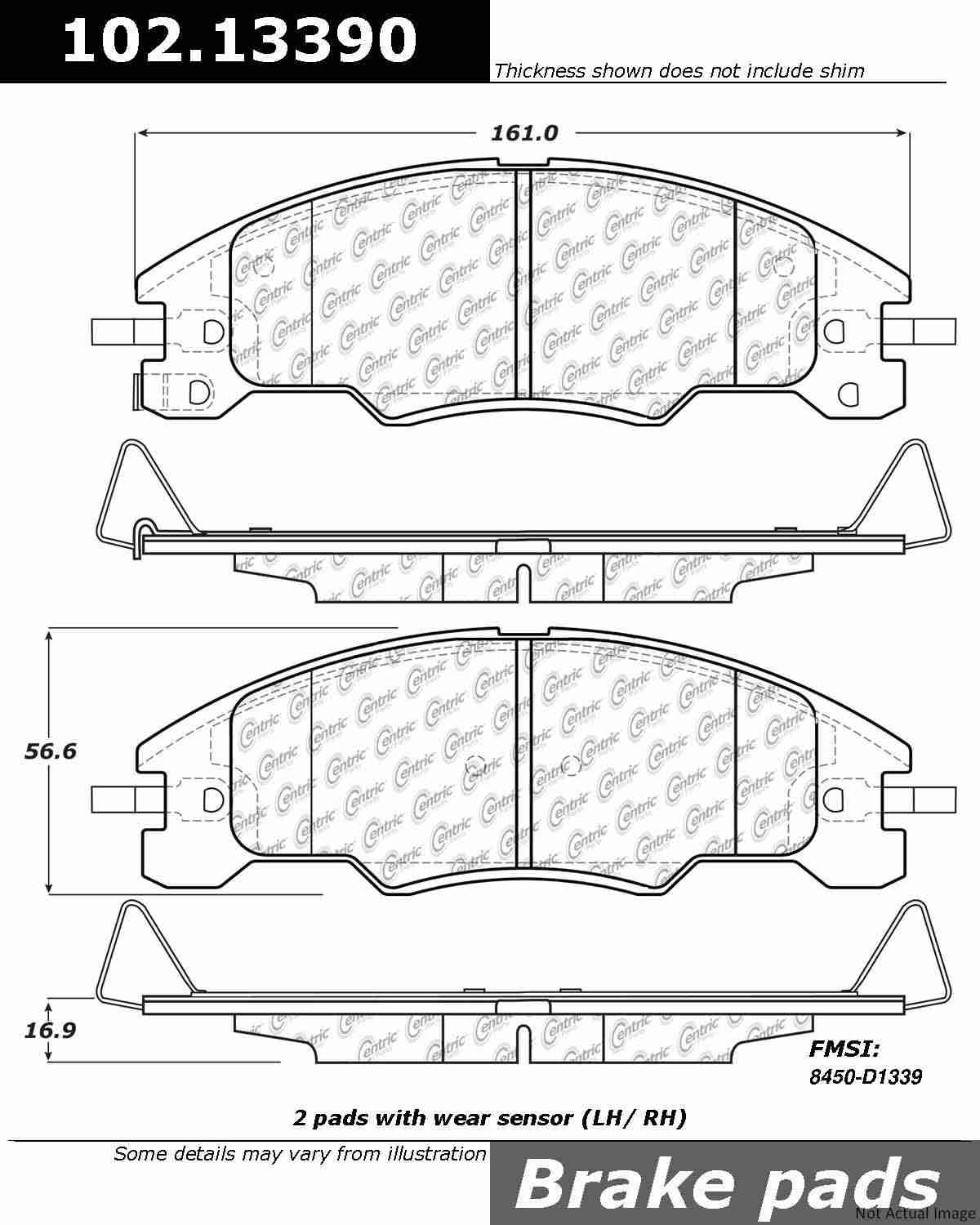 C-Tek Semi-Metallic Brake Pads with Shims  top view frsport 102.13390