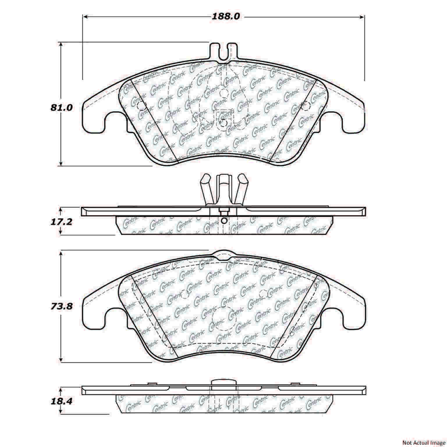 C-Tek Semi-Metallic Brake Pads with Shims  top view frsport 102.13420