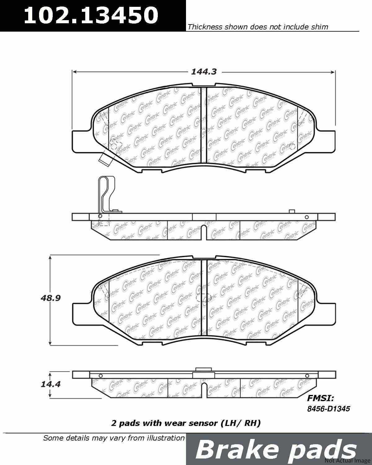 C-Tek Semi-Metallic Brake Pads with Shims  top view frsport 102.13450