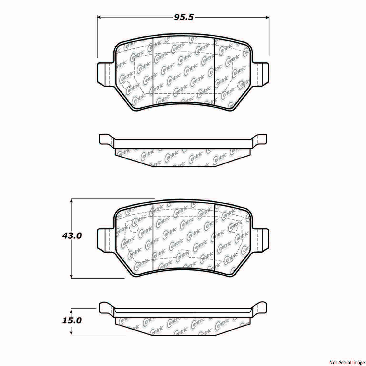 C-Tek Semi-Metallic Brake Pads with Shims  top view frsport 102.13620