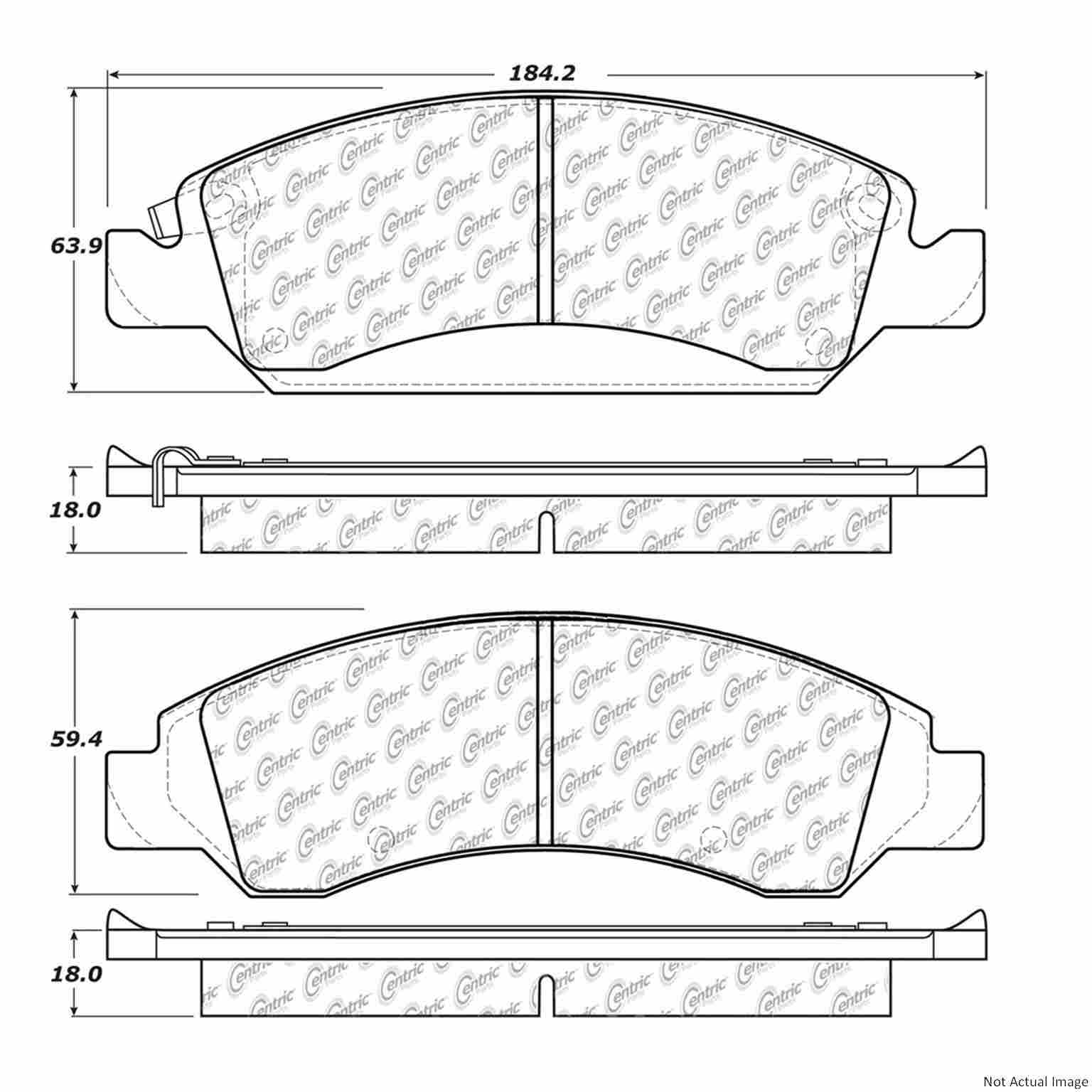 C-Tek Semi-Metallic Brake Pads with Shims  top view frsport 102.13630