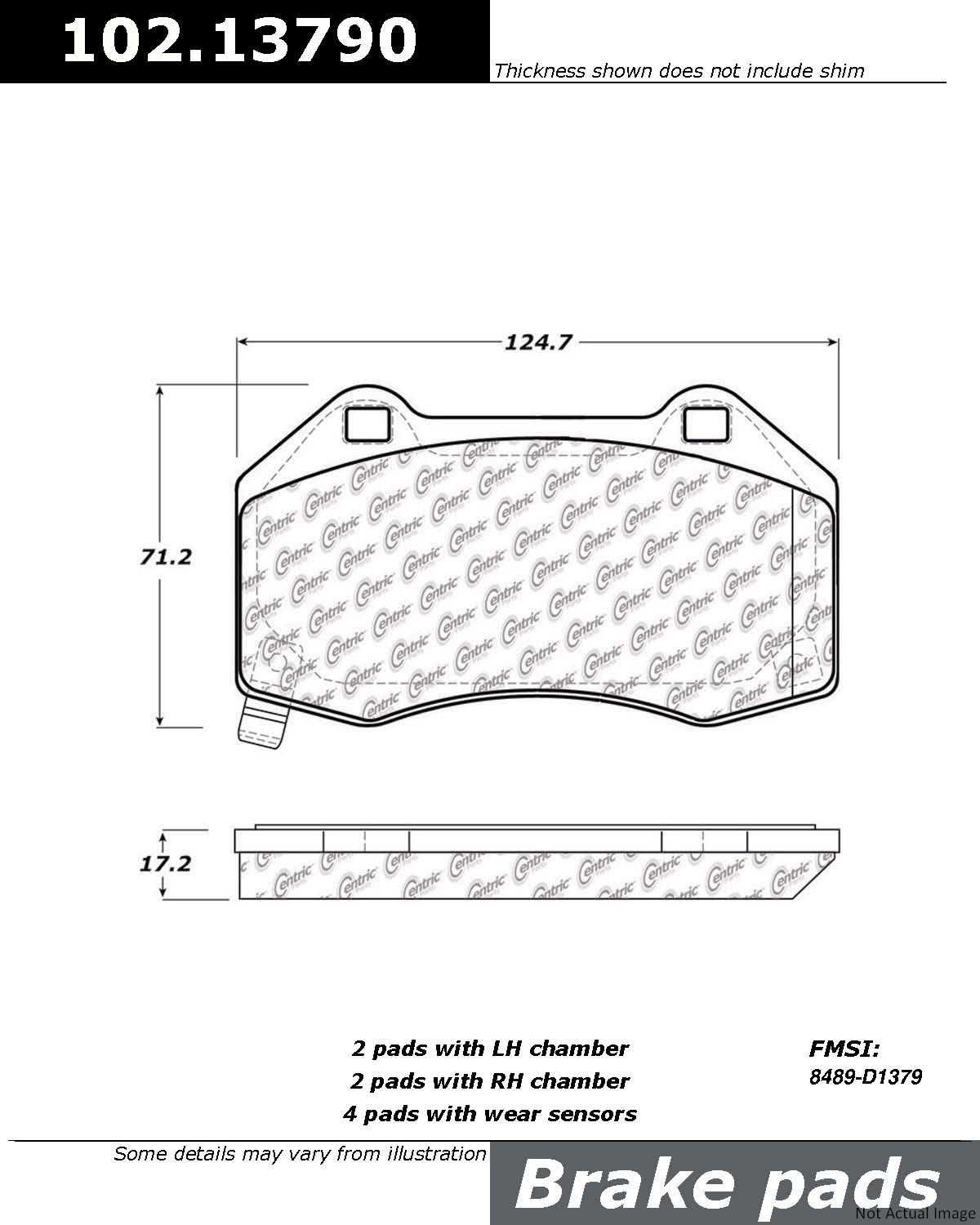 C-Tek Semi-Metallic Brake Pads with Shims  top view frsport 102.13790