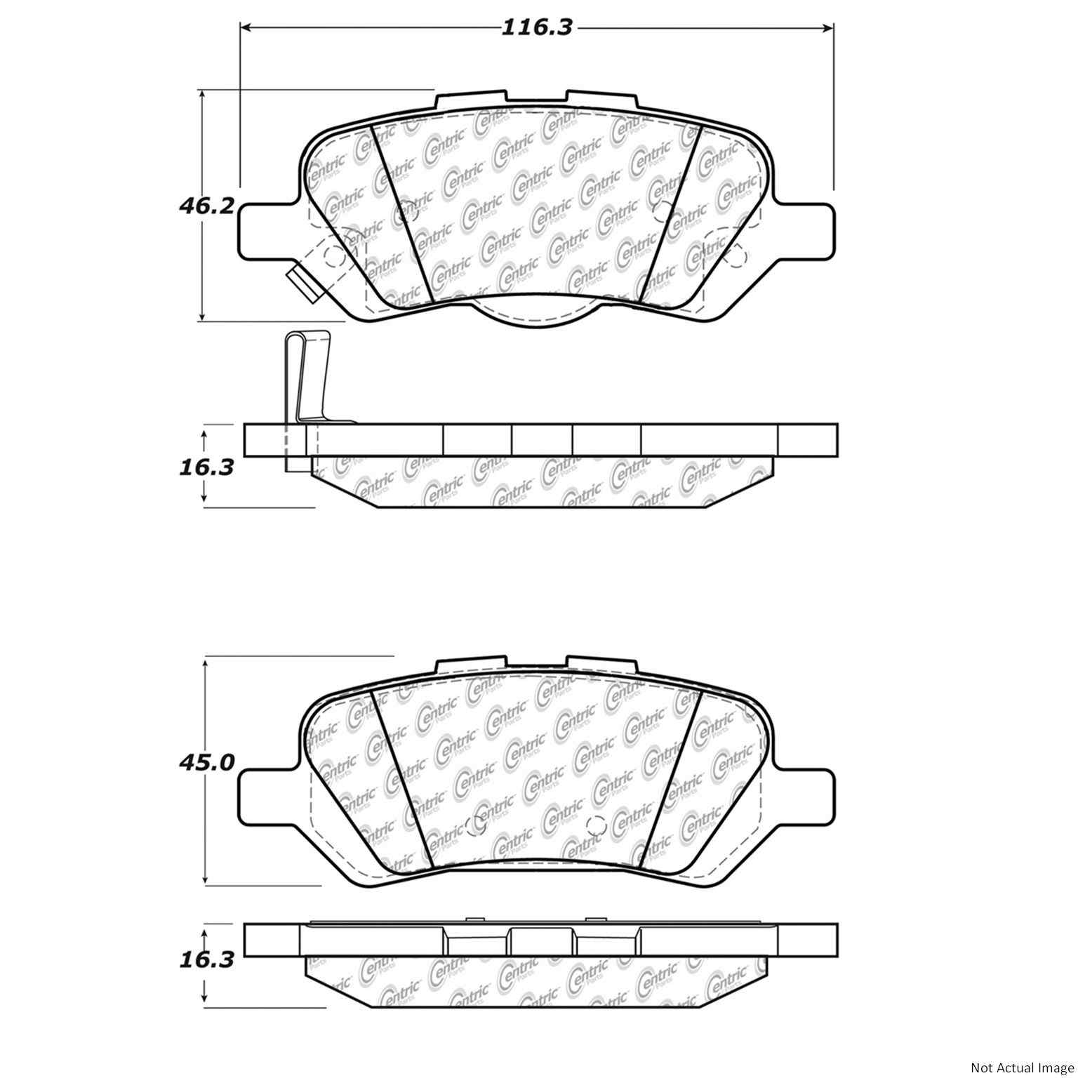 C-Tek Semi-Metallic Brake Pads with Shims  top view frsport 102.14020