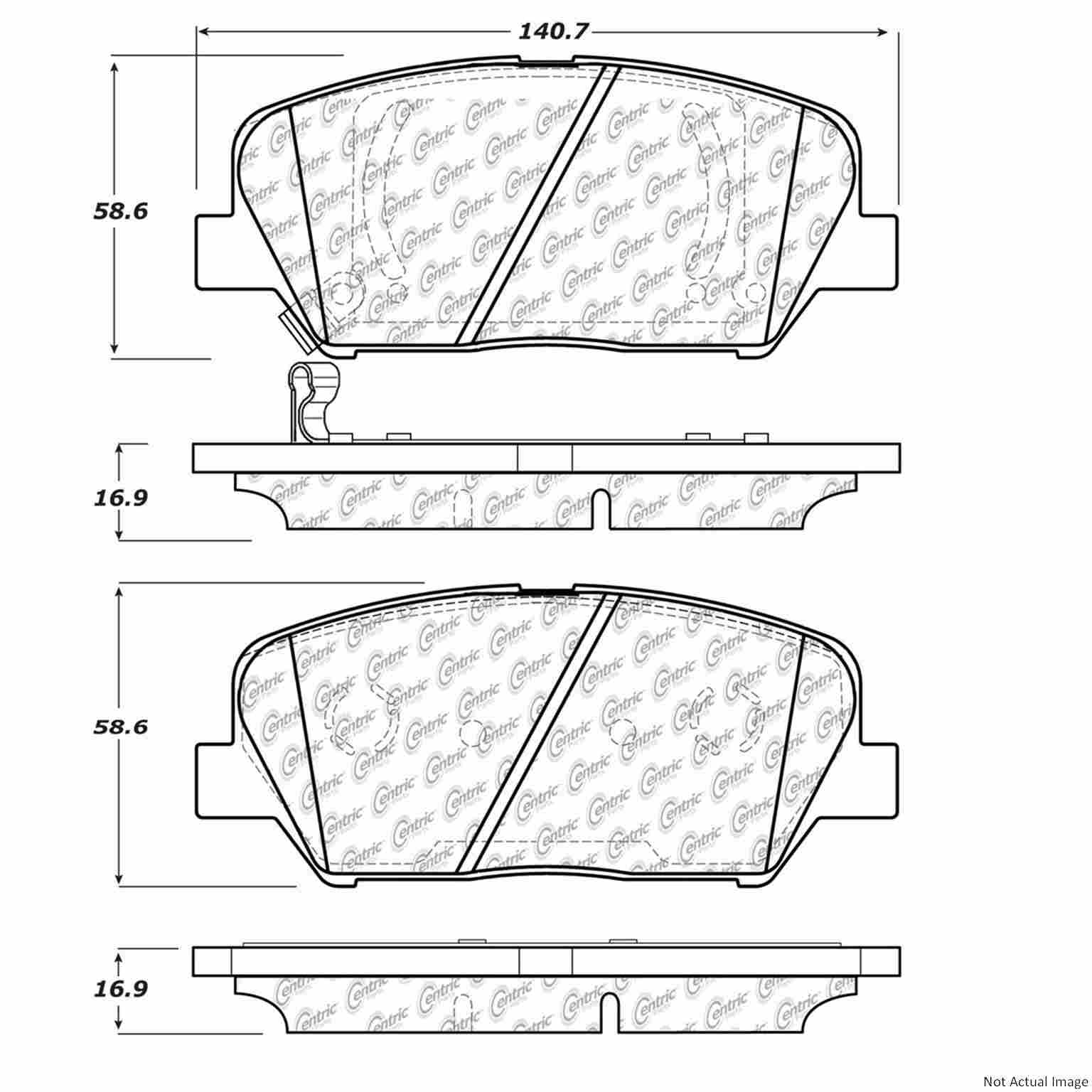 C-Tek Semi-Metallic Brake Pads with Shims  top view frsport 102.14130