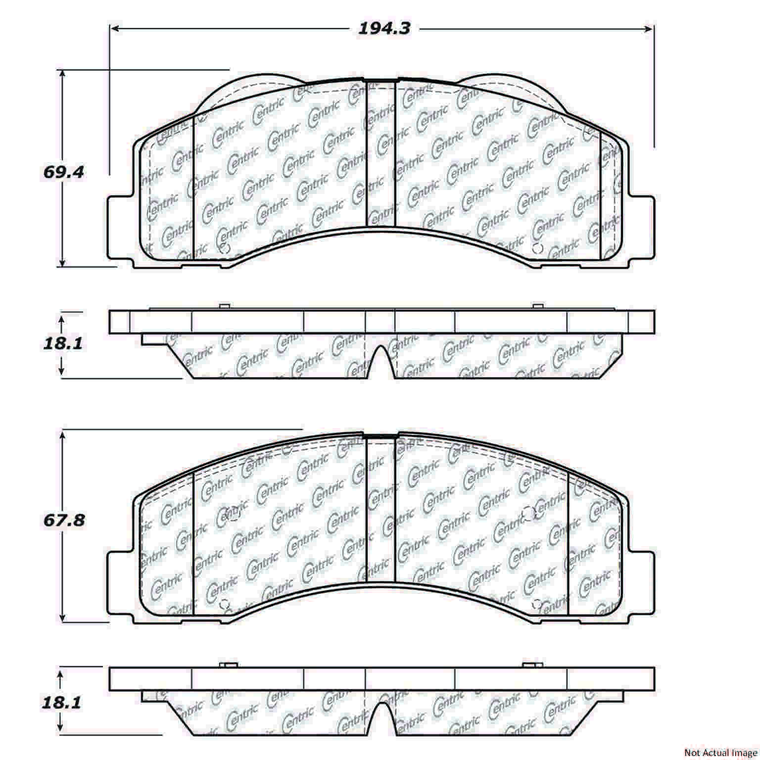 C-Tek Semi-Metallic Brake Pads with Shims  top view frsport 102.14140