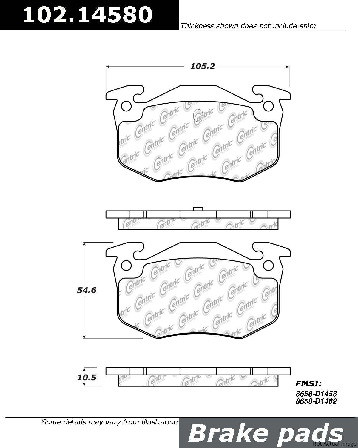 C-Tek Semi-Metallic Brake Pads with Shims  top view frsport 102.14580