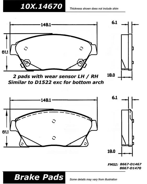 C-Tek Semi-Metallic Brake Pads with Shims  top view frsport 102.14670