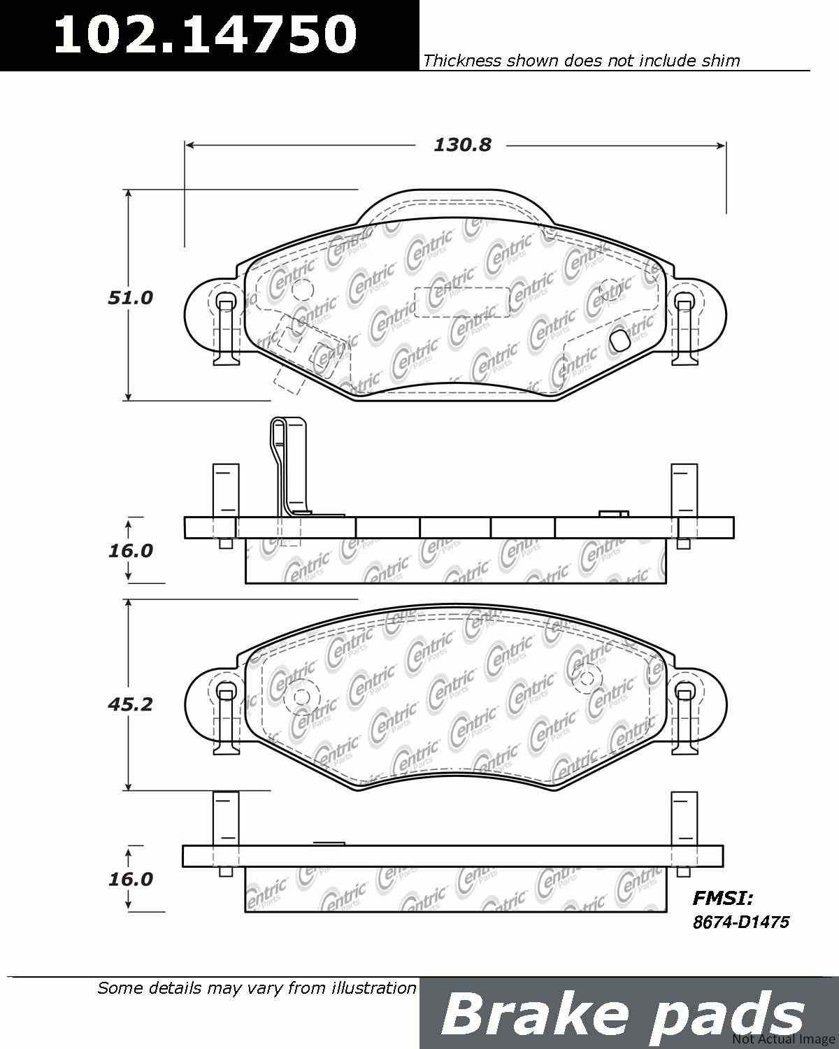 Stoptech Centric C-TEK Semi-Metallic Brake Pads w/Shims - Front 102.14750