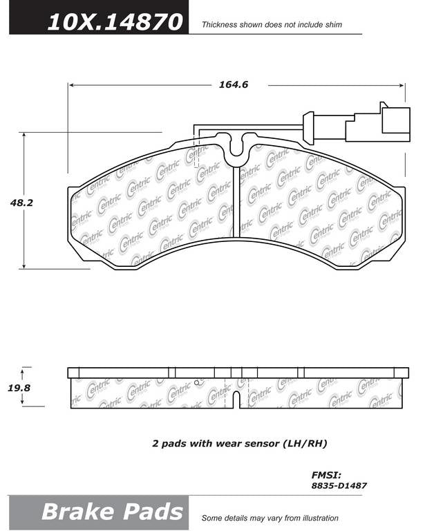 C-Tek Semi-Metallic Brake Pads with Shims  top view frsport 102.14870