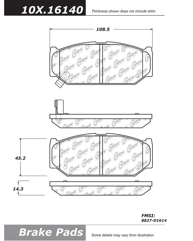 Stoptech Centric C-TEK Semi-Metallic Brake Pads w/Shims - Front 102.16140