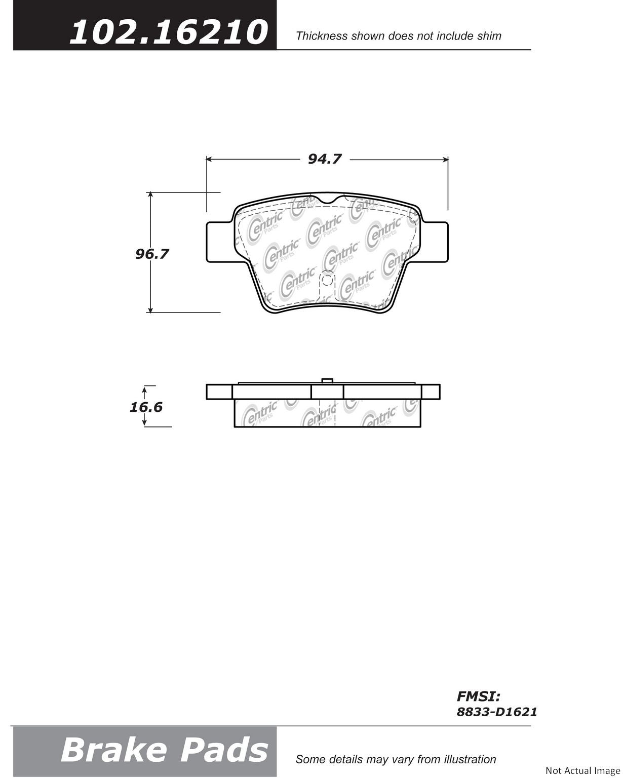 C-Tek Semi-Metallic Brake Pads with Shims  top view frsport 102.16210