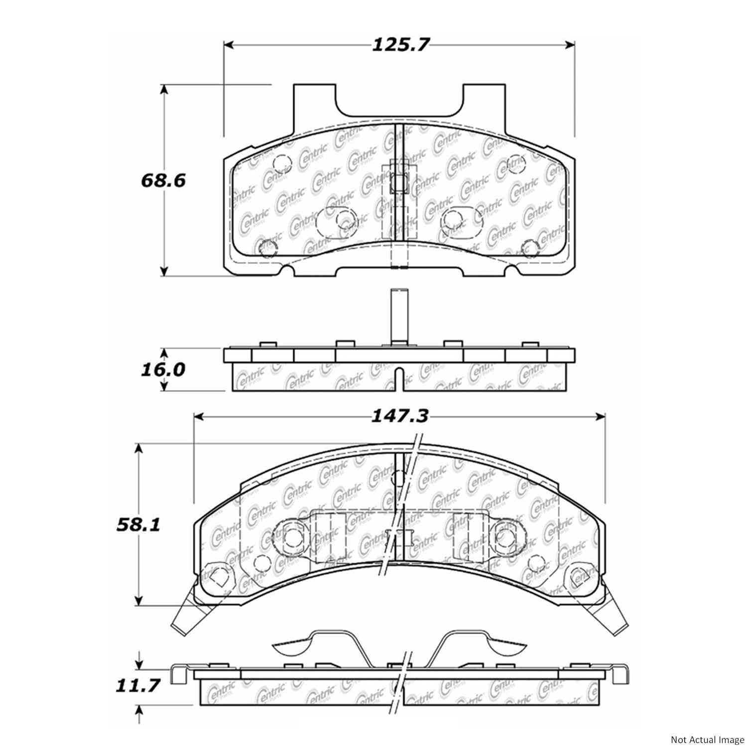 C-Tek Ceramic Brake Pads with Shims  top view frsport 103.02150