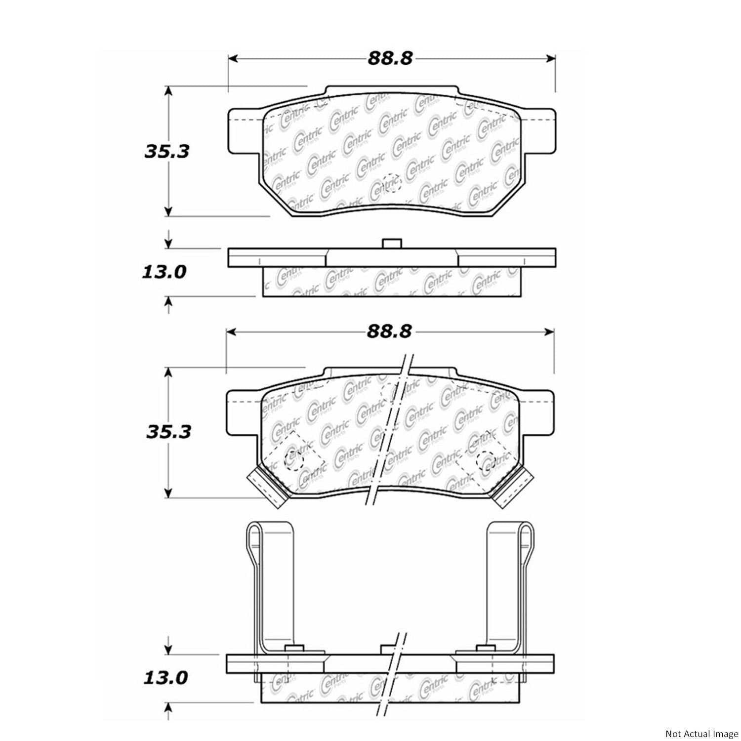 C-Tek Ceramic Brake Pads with Shims  top view frsport 103.03740