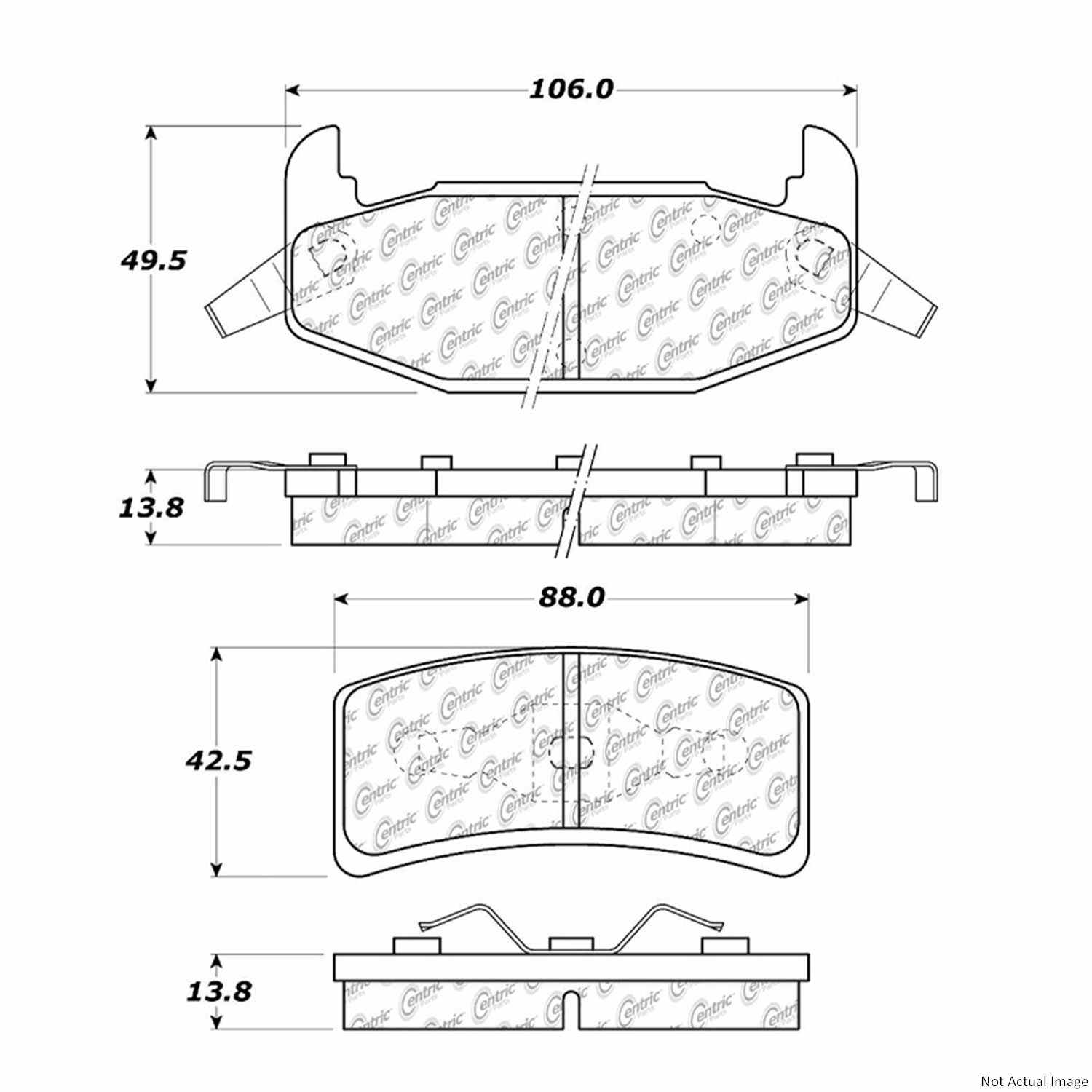 C-Tek Ceramic Brake Pads with Shims  top view frsport 103.03770