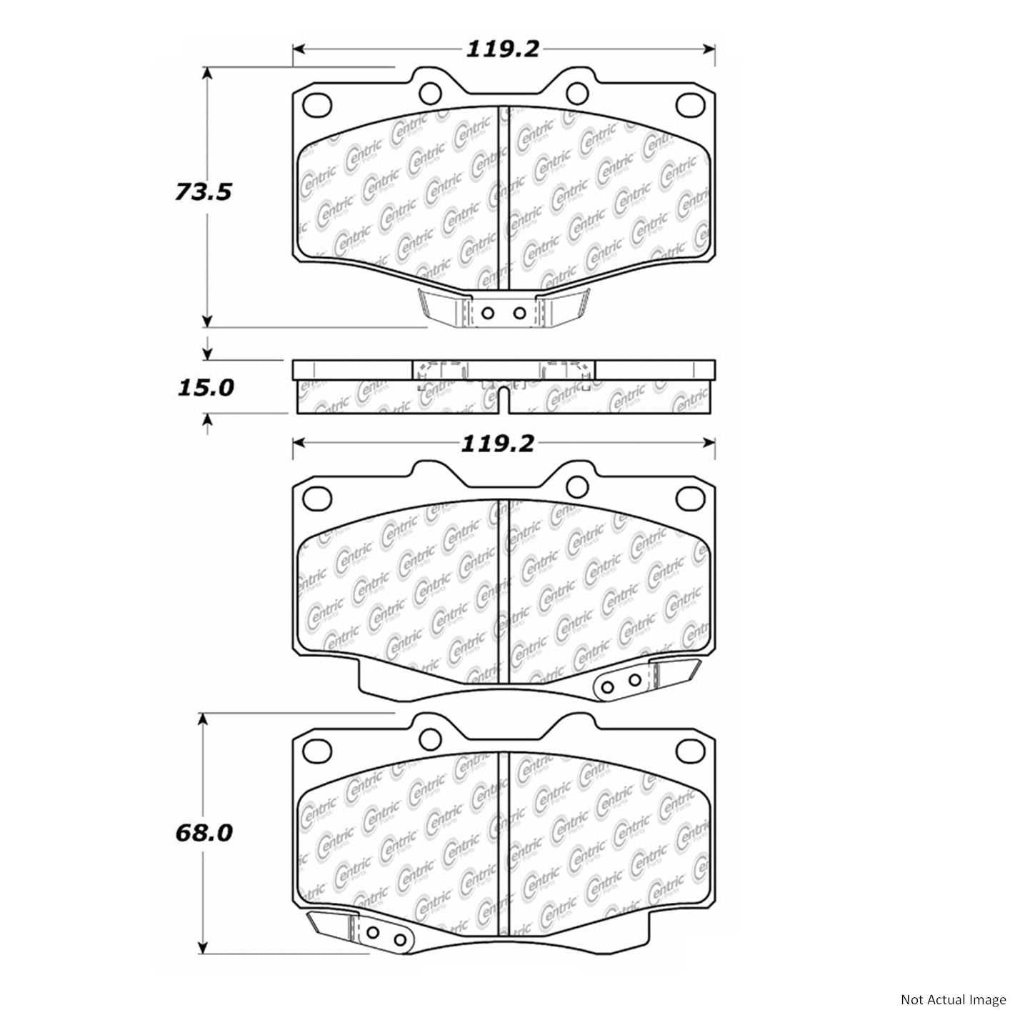 C-Tek Ceramic Brake Pads with Shims  top view frsport 103.04100