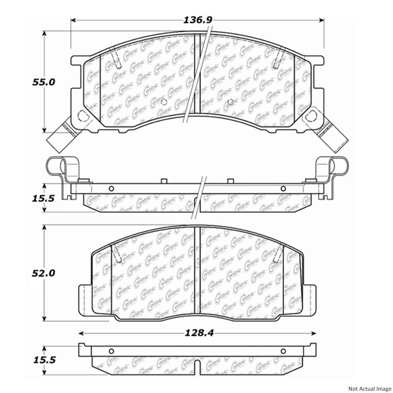 C-Tek Ceramic Brake Pads with Shims  top view frsport 103.05000