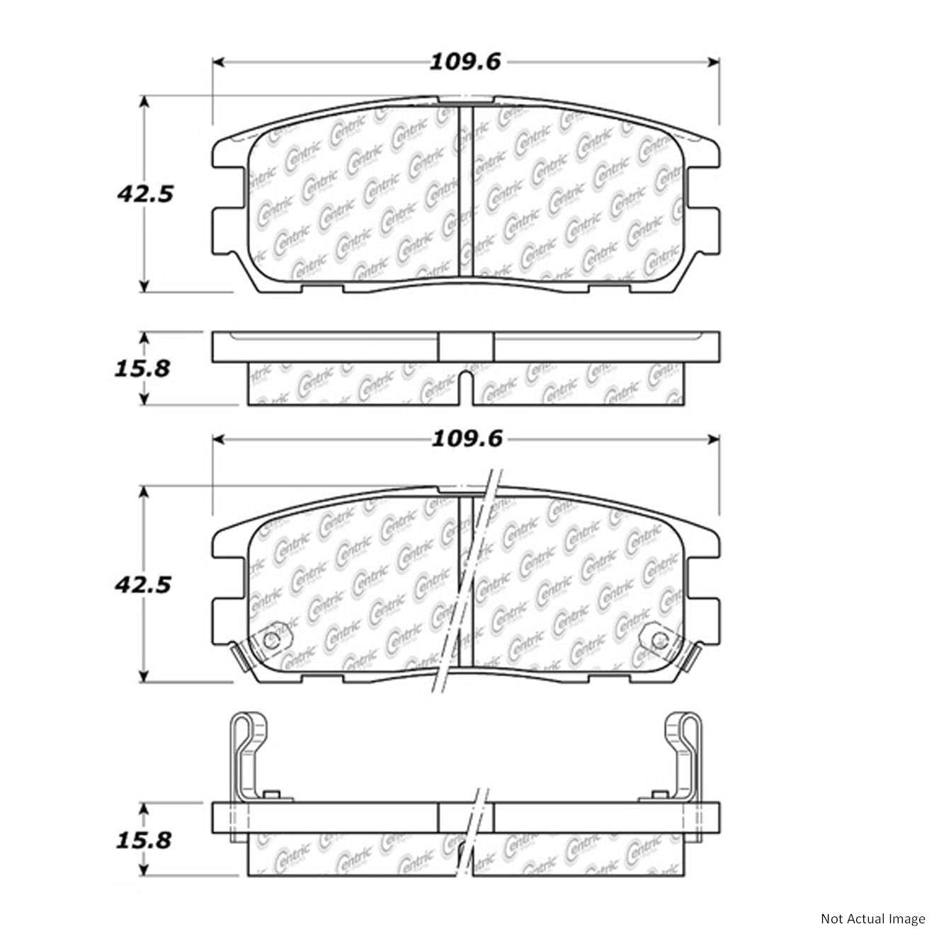 C-Tek Ceramic Brake Pads with Shims  top view frsport 103.05800