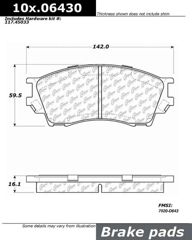 C-Tek Ceramic Brake Pads with Shims  top view frsport 103.06430