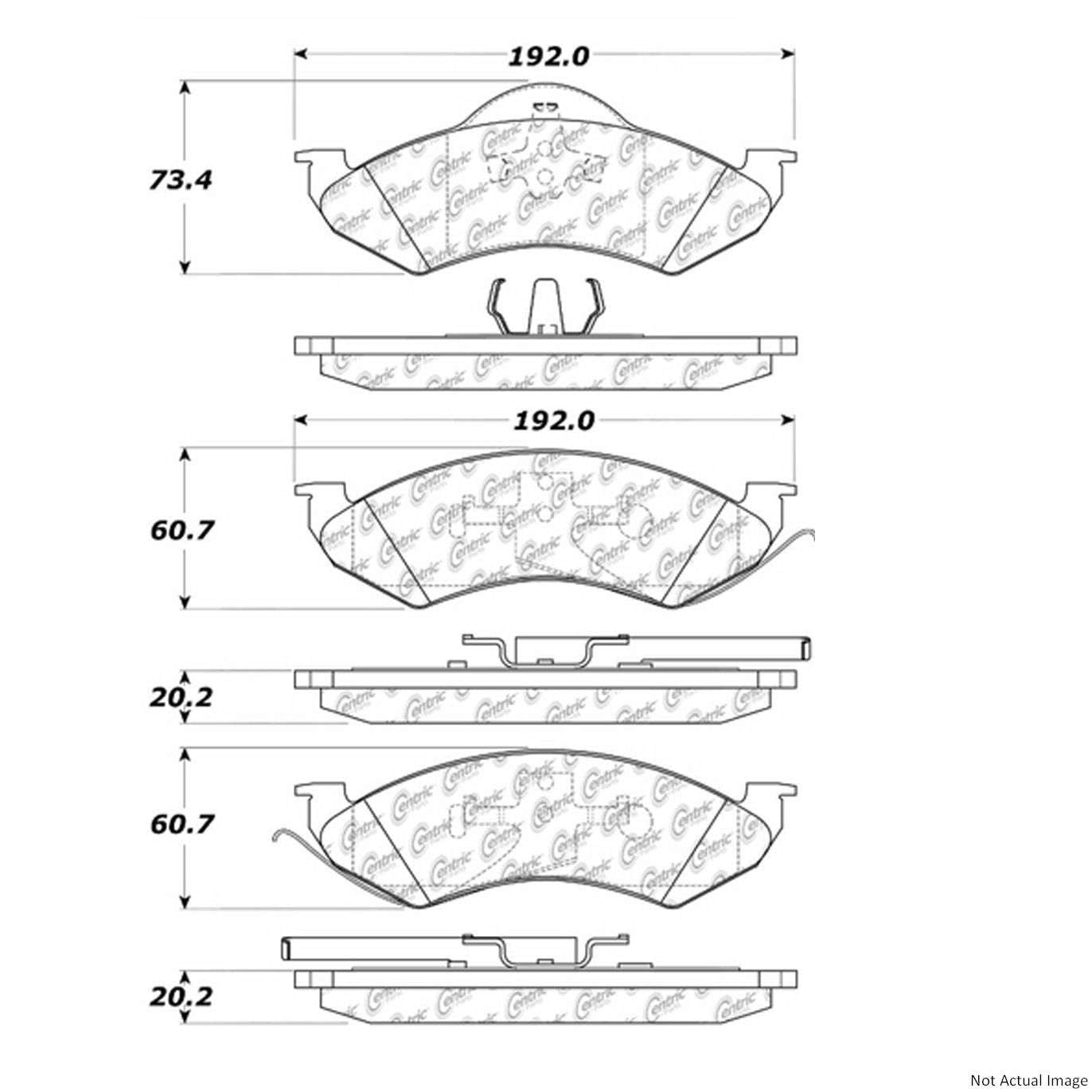 C-Tek Ceramic Brake Pads with Shims  top view frsport 103.07460