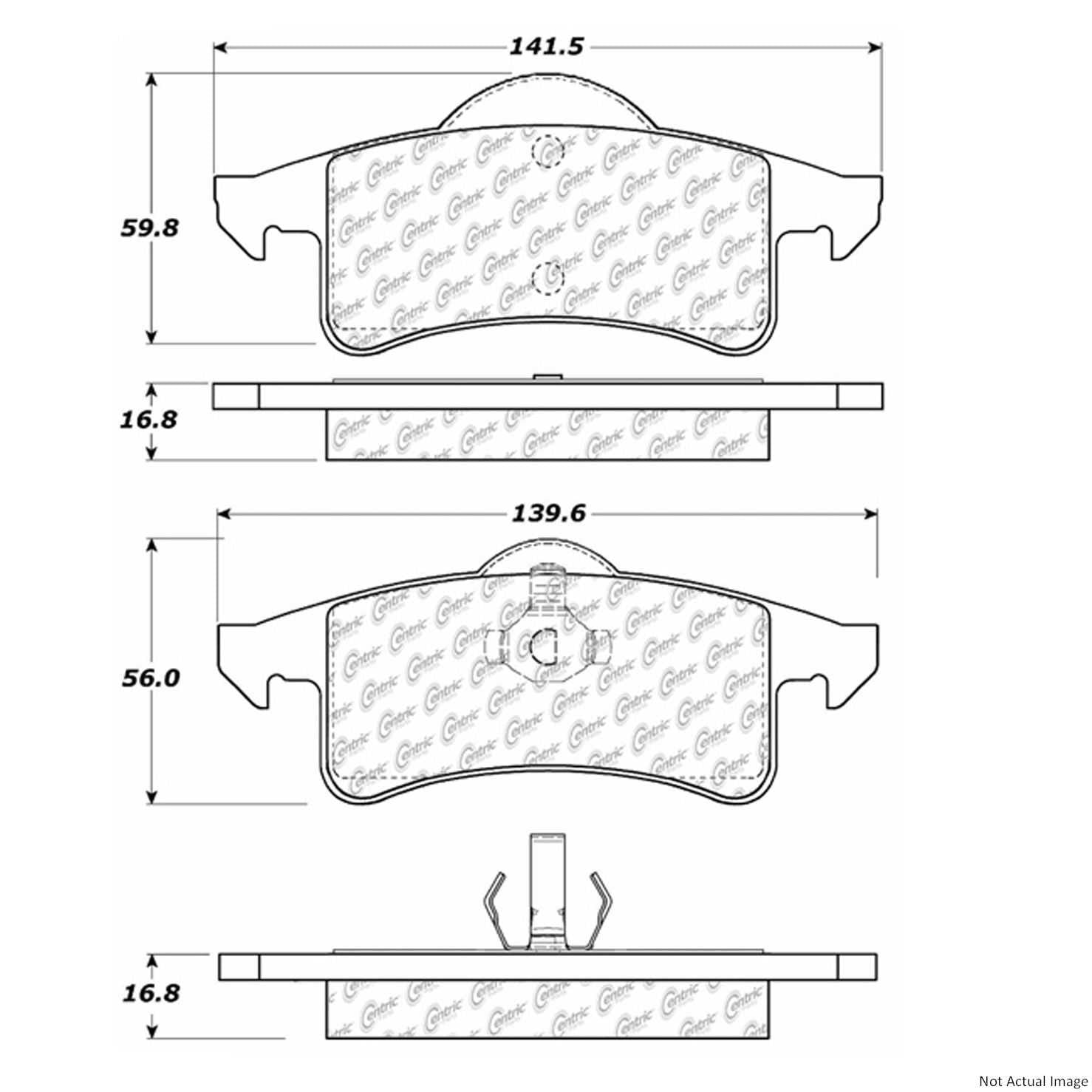 C-Tek Ceramic Brake Pads with Shims  top view frsport 103.07910