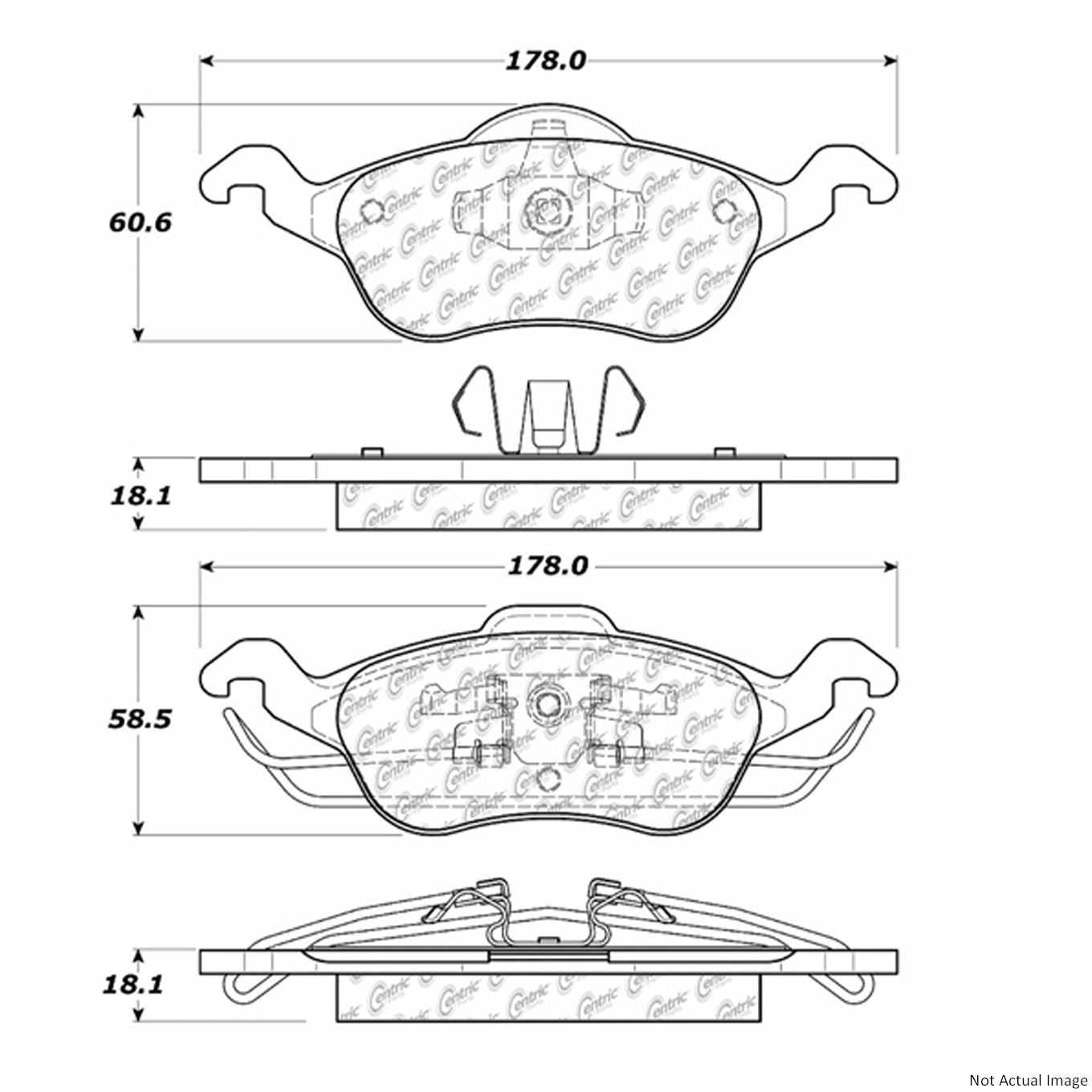 C-Tek Ceramic Brake Pads with Shims  top view frsport 103.08160