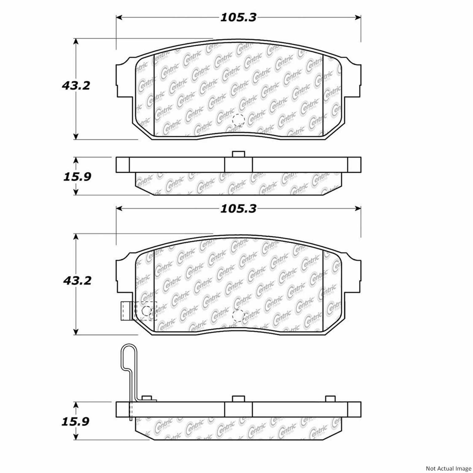 C-Tek Ceramic Brake Pads with Shims  top view frsport 103.09000