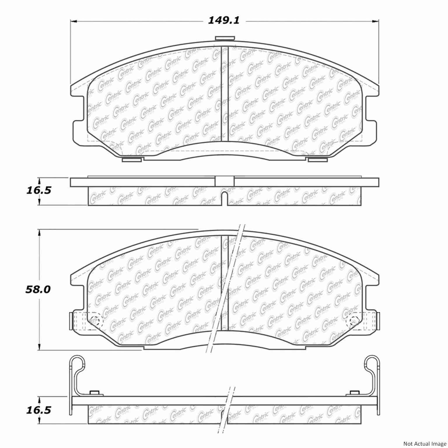 C-Tek Ceramic Brake Pads with Shims  top view frsport 103.09030