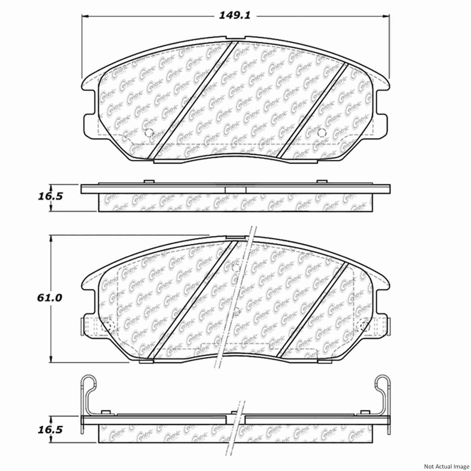 C-Tek Ceramic Brake Pads with Shims  top view frsport 103.10130