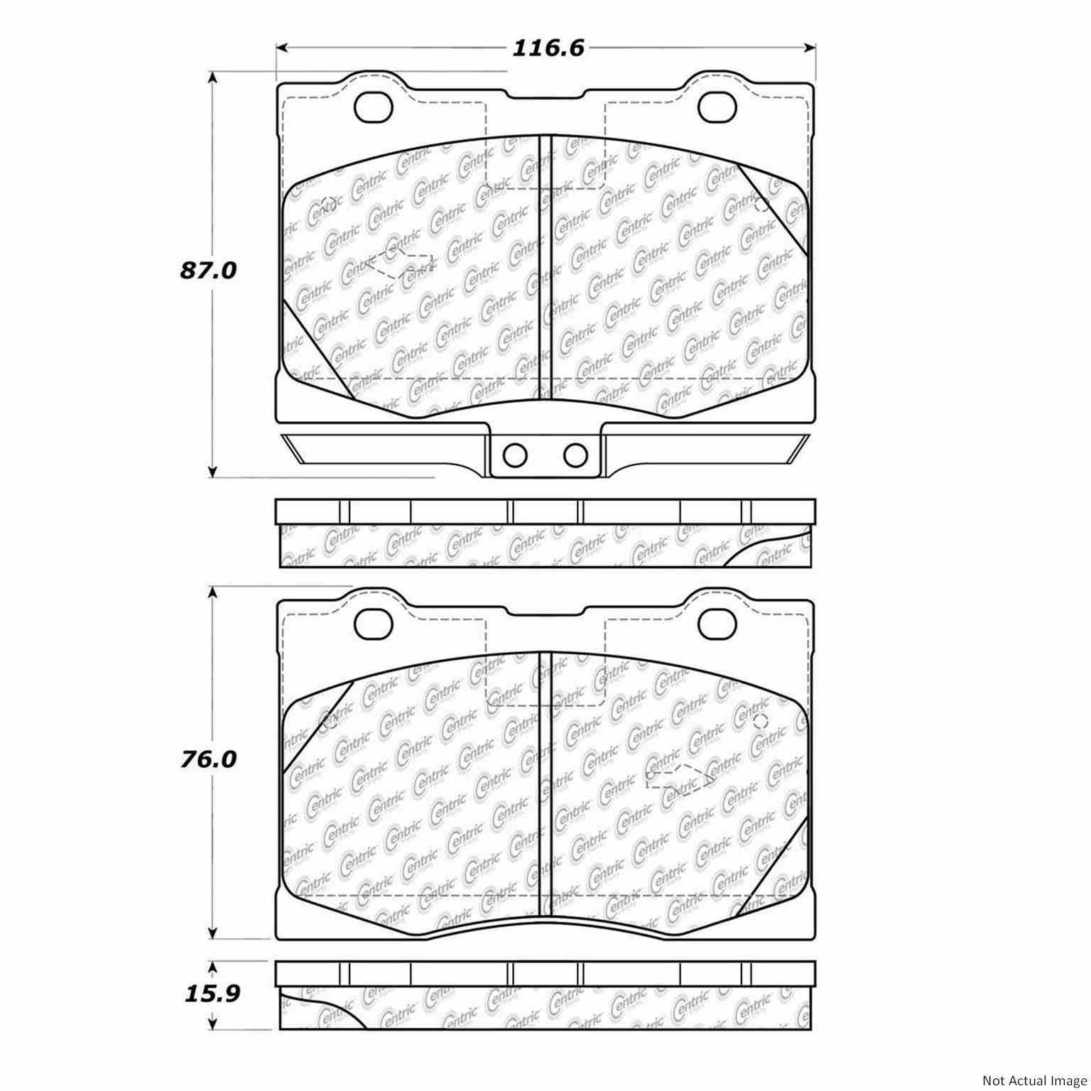 C-Tek Ceramic Brake Pads with Shims  top view frsport 103.10910