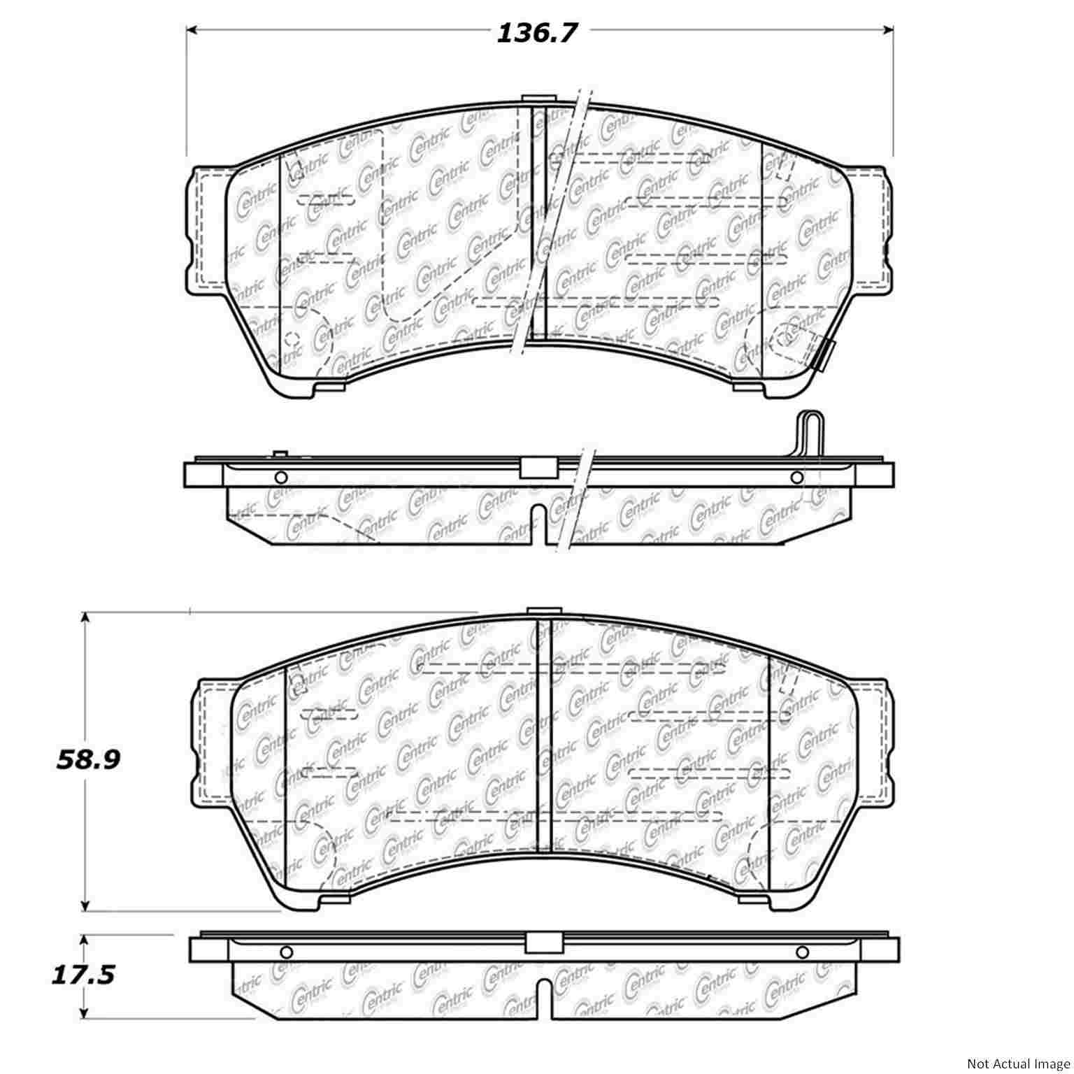 C-Tek Ceramic Brake Pads with Shims  top view frsport 103.11640