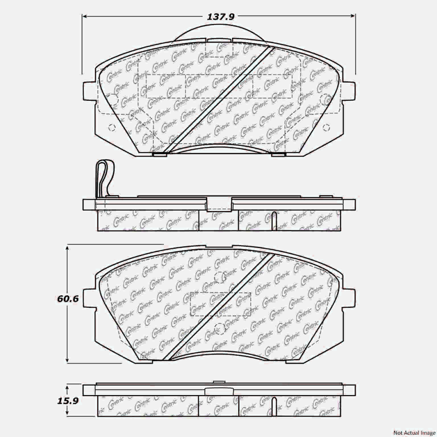 C-Tek Ceramic Brake Pads with Shims  top view frsport 103.12950